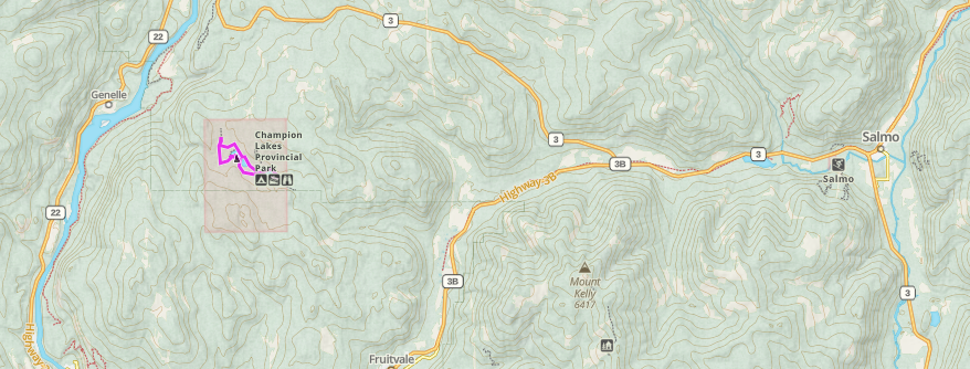 GPS Track From Champion Lakes Provincial Park!