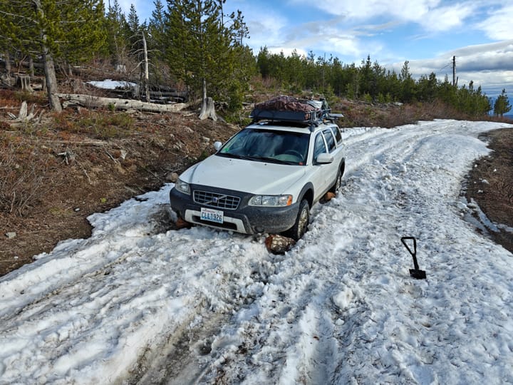 Sneak-Peak at the Volvo Being Removed From the Snow