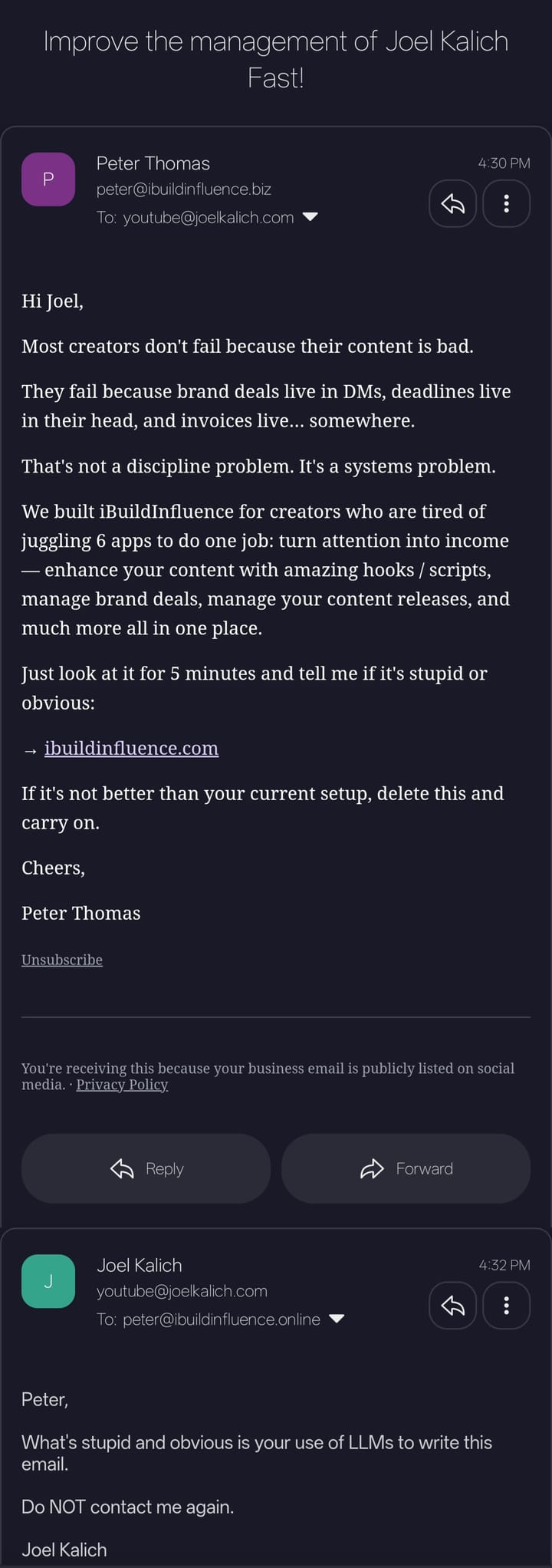 New Joel+ Perk - Bogus "Business" emails!