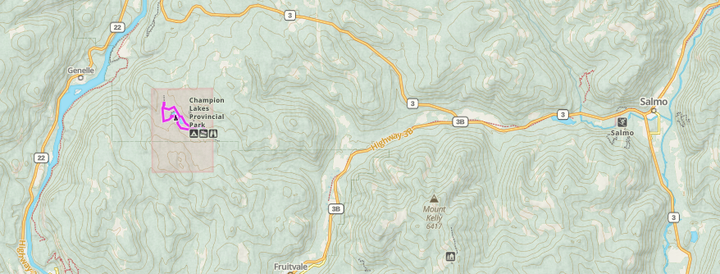GPS Track From Champion Lakes Provincial Park!